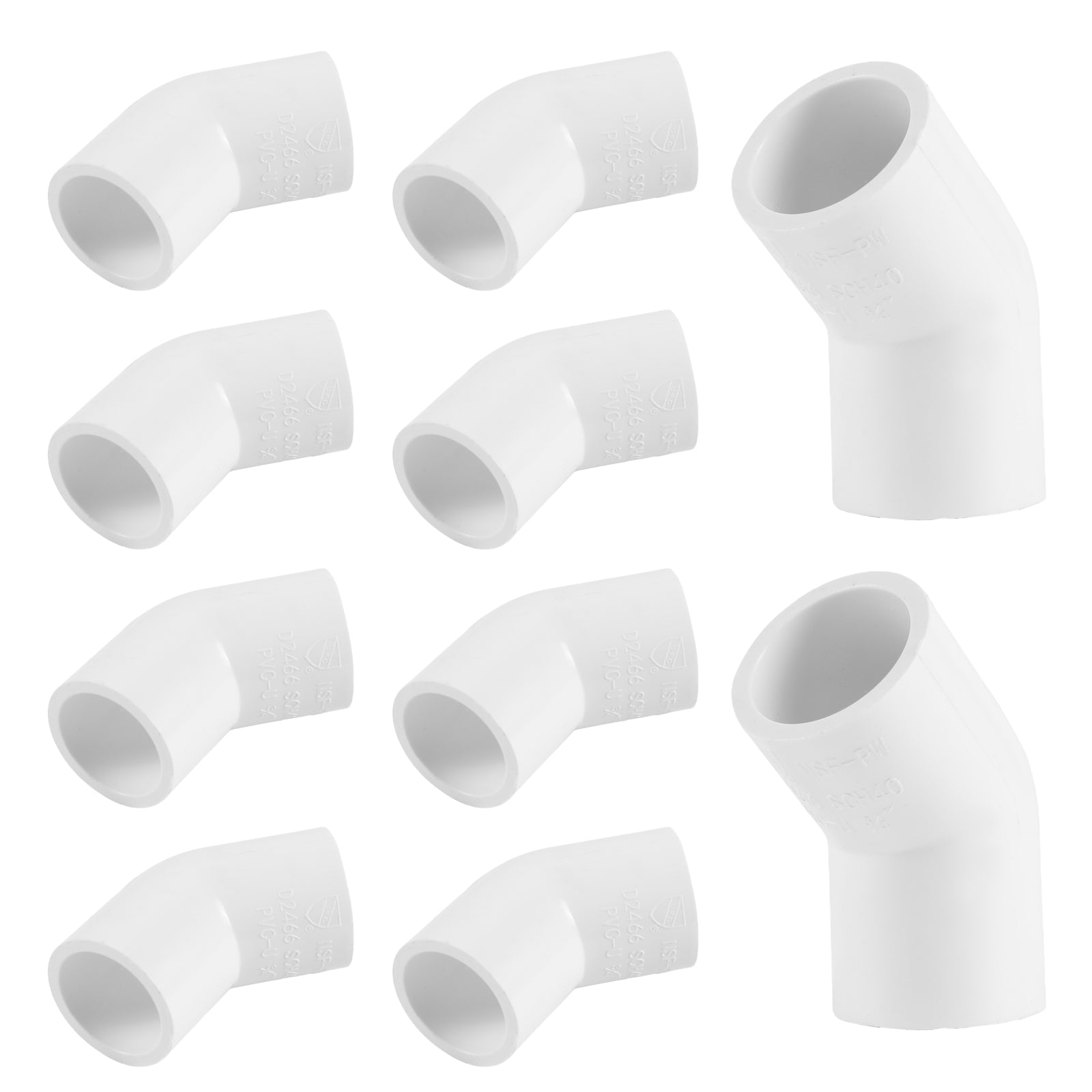 pvc sch 40 45 elbow fitting pick size to add 5