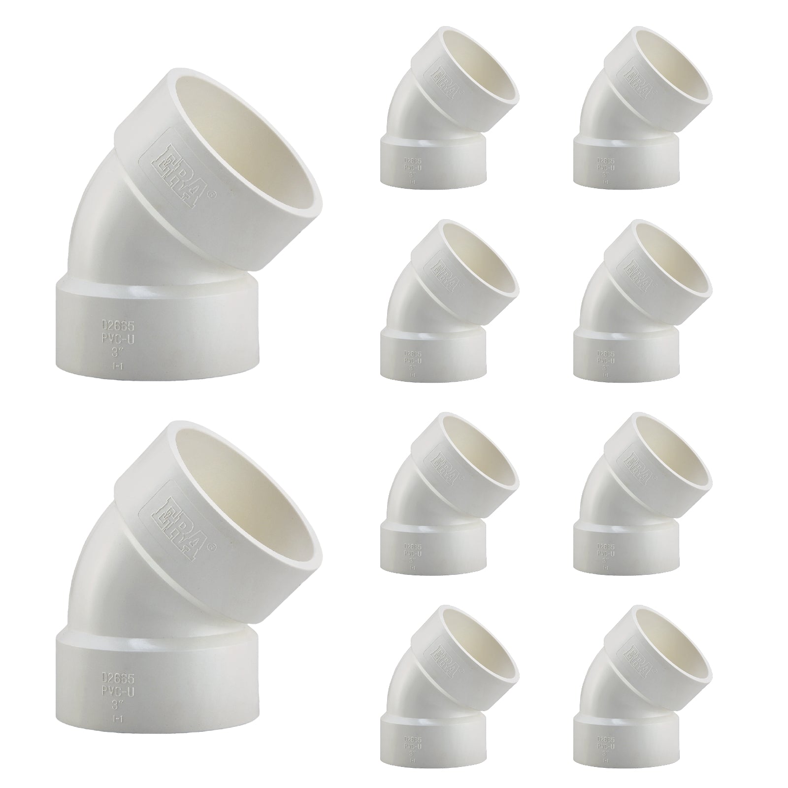 pvc dwv 45 elbow hub x hub pick size to add 2