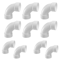 10-Pack 4" PVC DWV 90° Long Sweep Elbow (HUB x HUB)