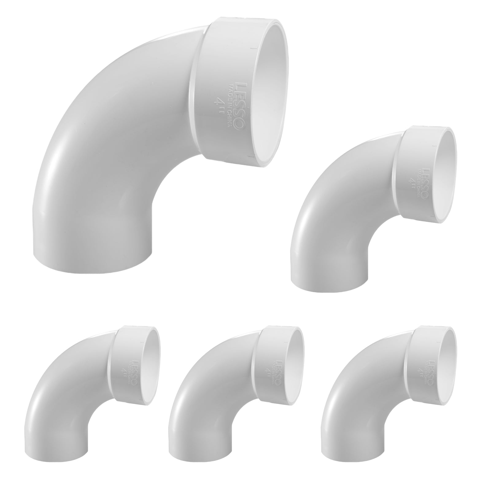 PVC DWV 90° Long Sweep Street Elbow (SPG x HUB) - Pick Size to Add