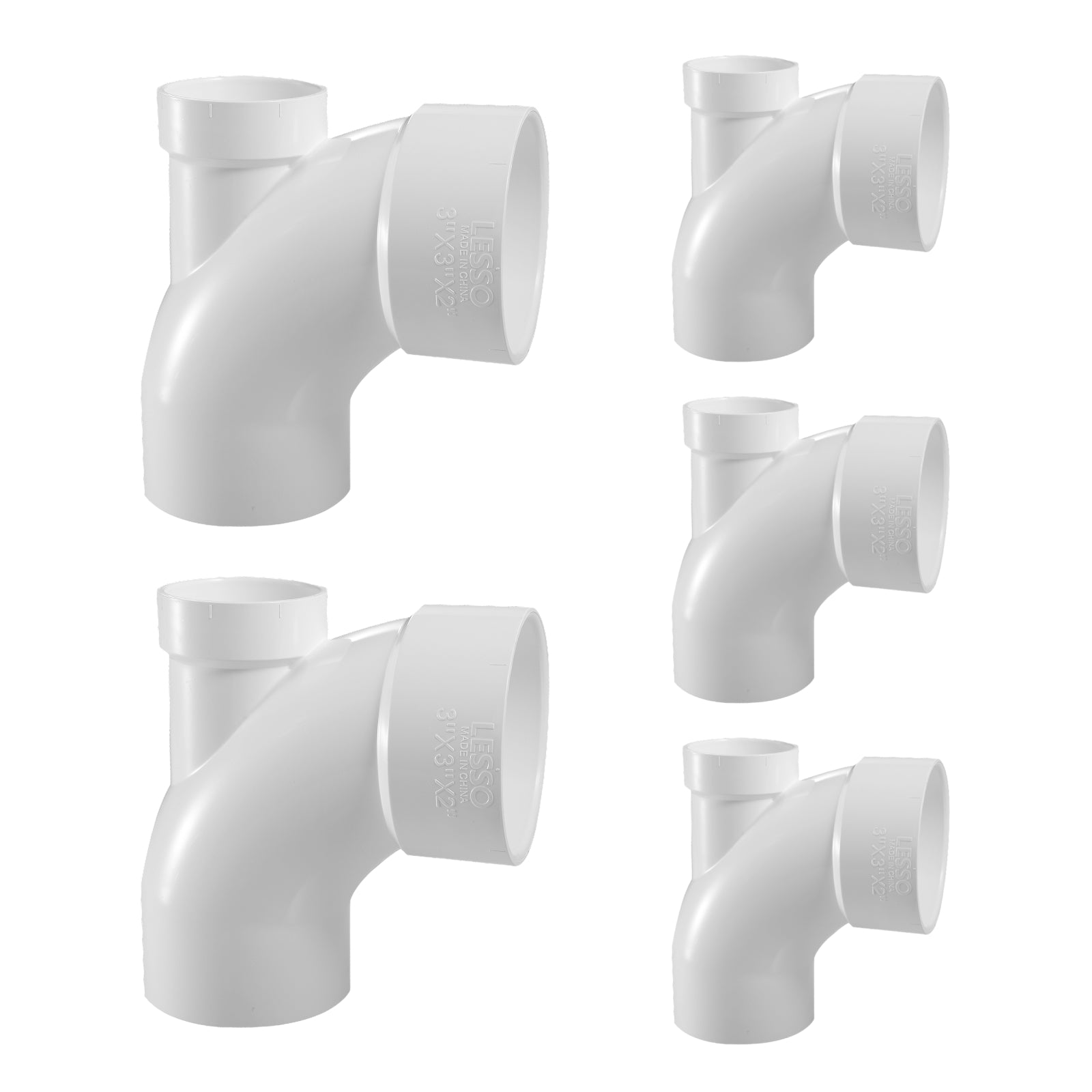 PVC DWV 1/4 Bend, Street w/ Low Heel Inlet (H x S x H) - Pick Size to Add