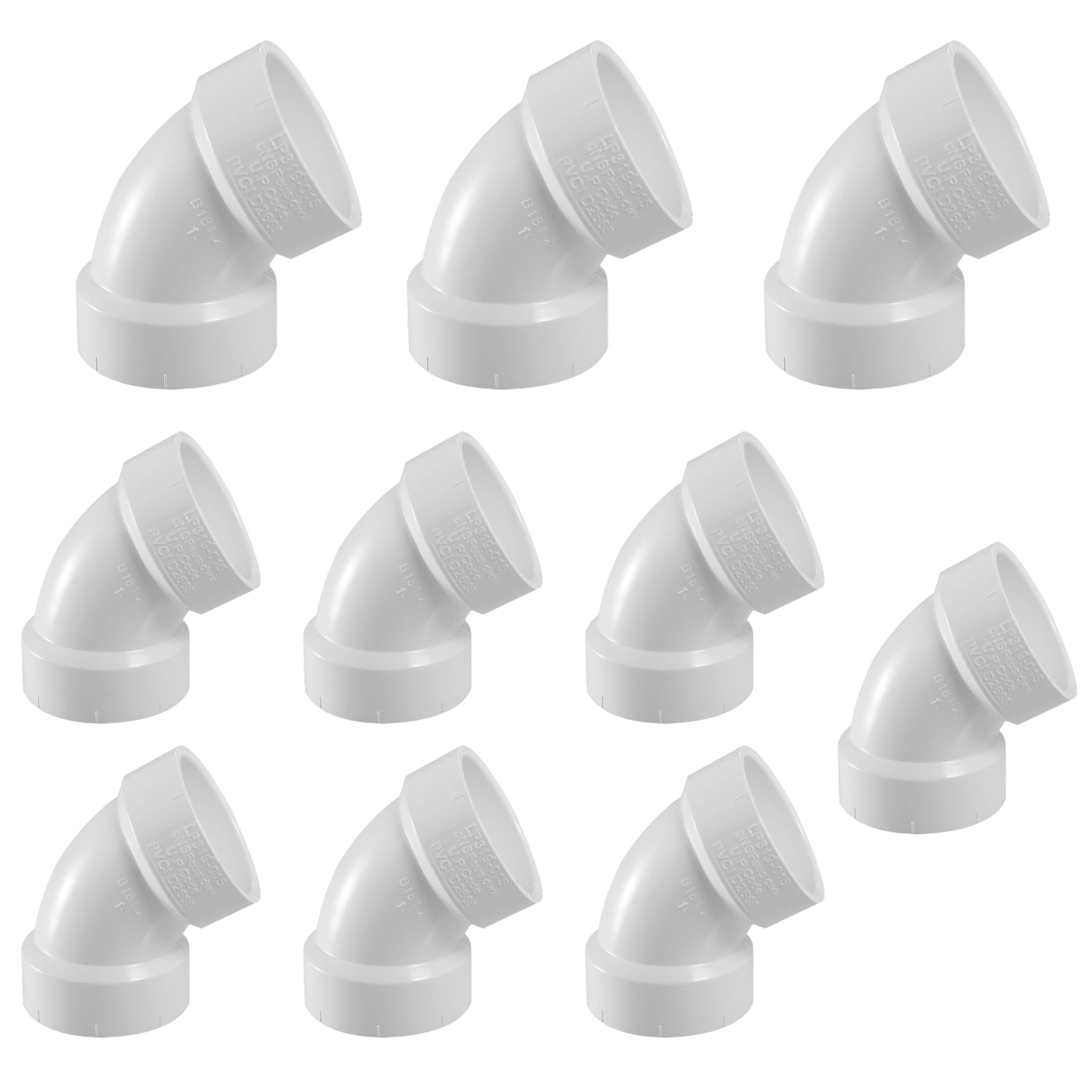 PVC DWV 1/6 Bend Elbows H x H (60°) - Pick Size to Add