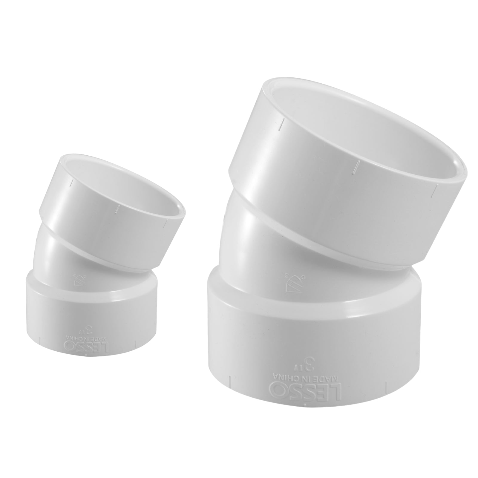 PVC DWV 1/16 Bend Elbows H x H (22.5°) - Pick Size to Add