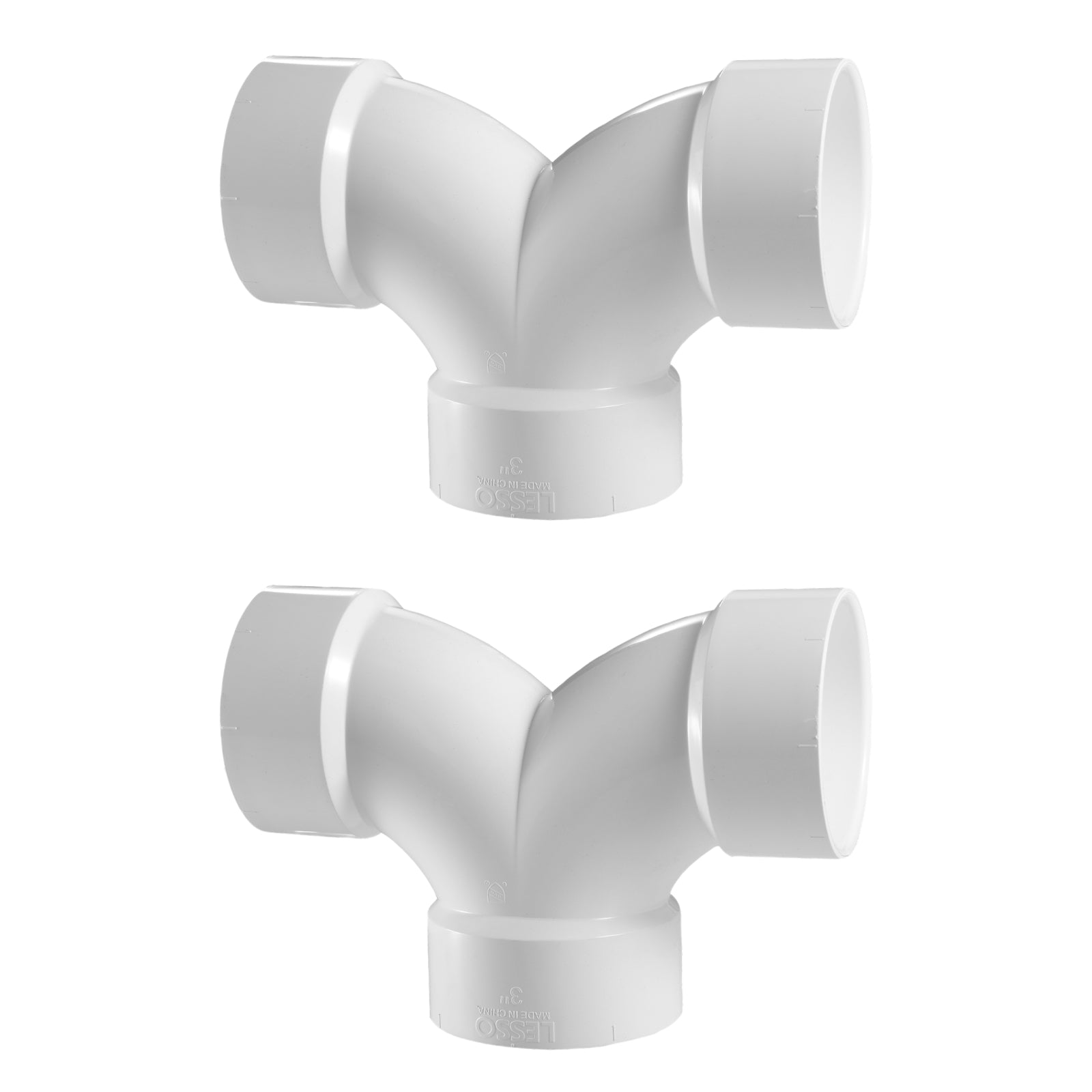 PVC DWV Double 1/4 Bend Elbows (H x H x H) - Pick Size to Add