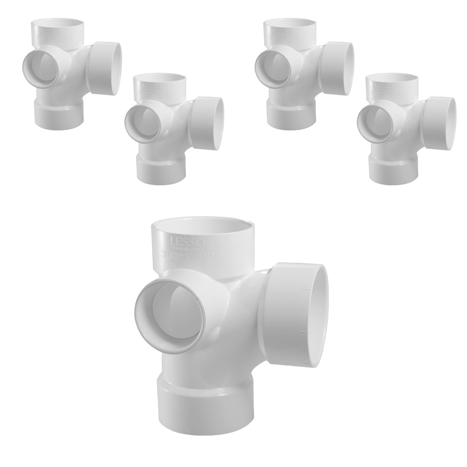 PVC DWV Sanitary Tees w/ Left Side Inlet (ALL HUB) - Pick Size to Add