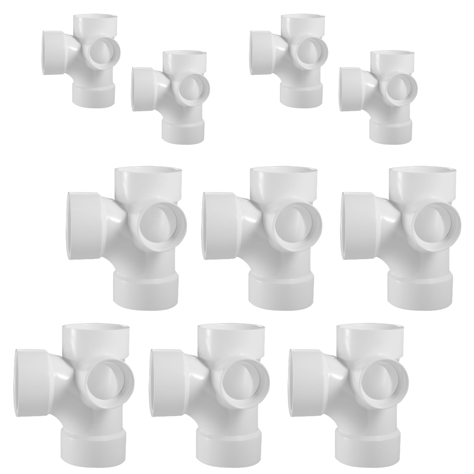 PVC DWV Sanitary Tees w/ Right Side Inlet (ALL HUB) - Pick Size to Add