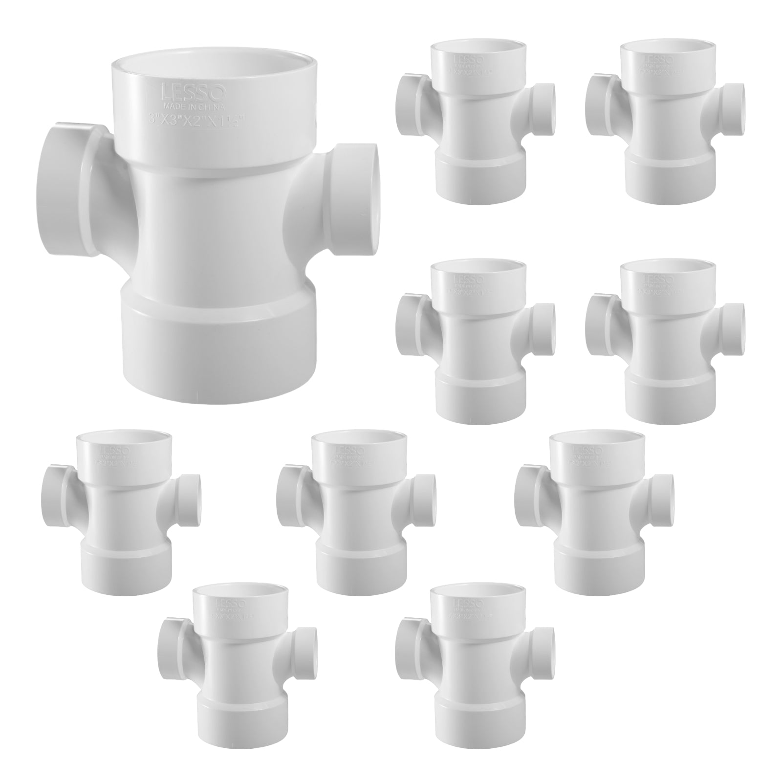 PVC DWV Double Sanitary Tee - Pick Size to Add
