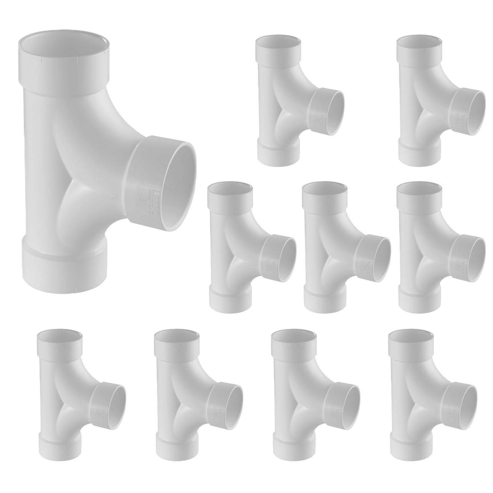 PVC DWV 2-Way Cleanout Tee (HUB x HUB x HUB) - Pick Size to Add