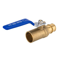 1/2" pex crimp 1/2" sweat ball valve, blue (lead free)