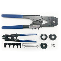 pex crimping tool kit, 3/8" , 1/2" , 5/8" and 3/4" with the ring removal tool (decrimper) & gauge meets f1807 standards