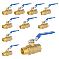 10 pcs 3/4" fip 3/4" mip brass full port ball valve (lead free)