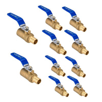 10-Pack 1/2" PEX Crimp X 1/2" Sweat Ball Valve, Blue (Lead Free)