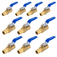 10 pcs 3/4" pex expansion 3/4" sweat ball valve, blue (lead free)