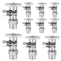 10 Pcs 1/2" CPVC x 3/8" OD Compr. Angle Stop Valve, 1/4 Turn (Lead Free)