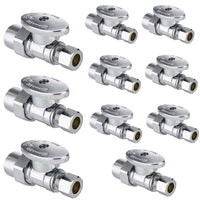 10 Pcs 1/2" CPVC x 3/8" OD Compr. Straight Stop Valve, 1/4 Turn (Lead Free)