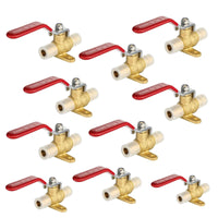 10-Pack 1/2" PEX Expansion Drop Ear Ball Valve, Red (Lead Free)