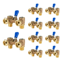 10-Pack 1/2" MPT X 3/4" MHT Brass Dual Washing Machine Shut-Off Valve