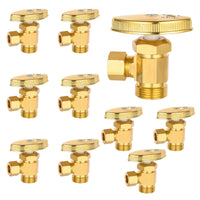10-Pack 1/2" Nominal (5/8" OD) Comprx 3/8" OD Compr. Angle Stop Valve, Multi Turn, Brushed Brass (Lead Free)