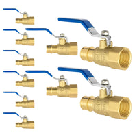 10-Pack 3/4" PEX Crimp X 3/4" FNPT Ball Valve, Blue (Lead Free)