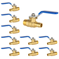 10-Pack 1/2" PEX-A Expansion X 1/2" MNPT Ball Valve, Blue (Lead Free)