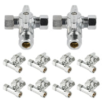 10-Pack 3/8" Compr. x 3/8" Compr. x 1/4" Compr. Tee Stop Valve, 1/4 Turn (Lead Free)