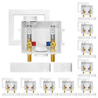 10-Pack 1/2" Sweat Inlet, Washing Machine Outlet Box, with Stainless Steel Water Hammer Arrestor