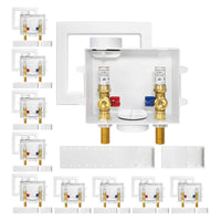 10-Pack 1/2" Sweat Inlet, Washing Machine Outlet Box, with Copper Water Hammer Arrestor