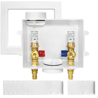 1/2" pex expansion (f1960) inlet, washing machine outlet box, with copper water hammer arrestor