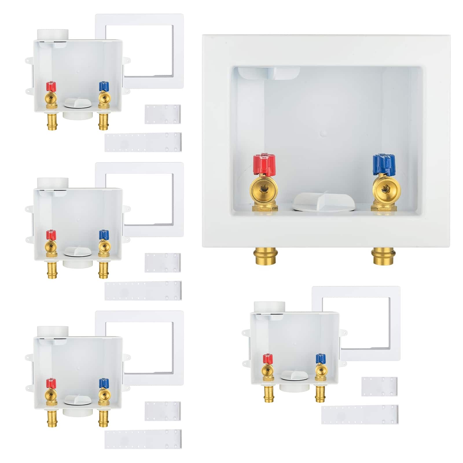copper press inlet washing machine outlet box with center drain 8
