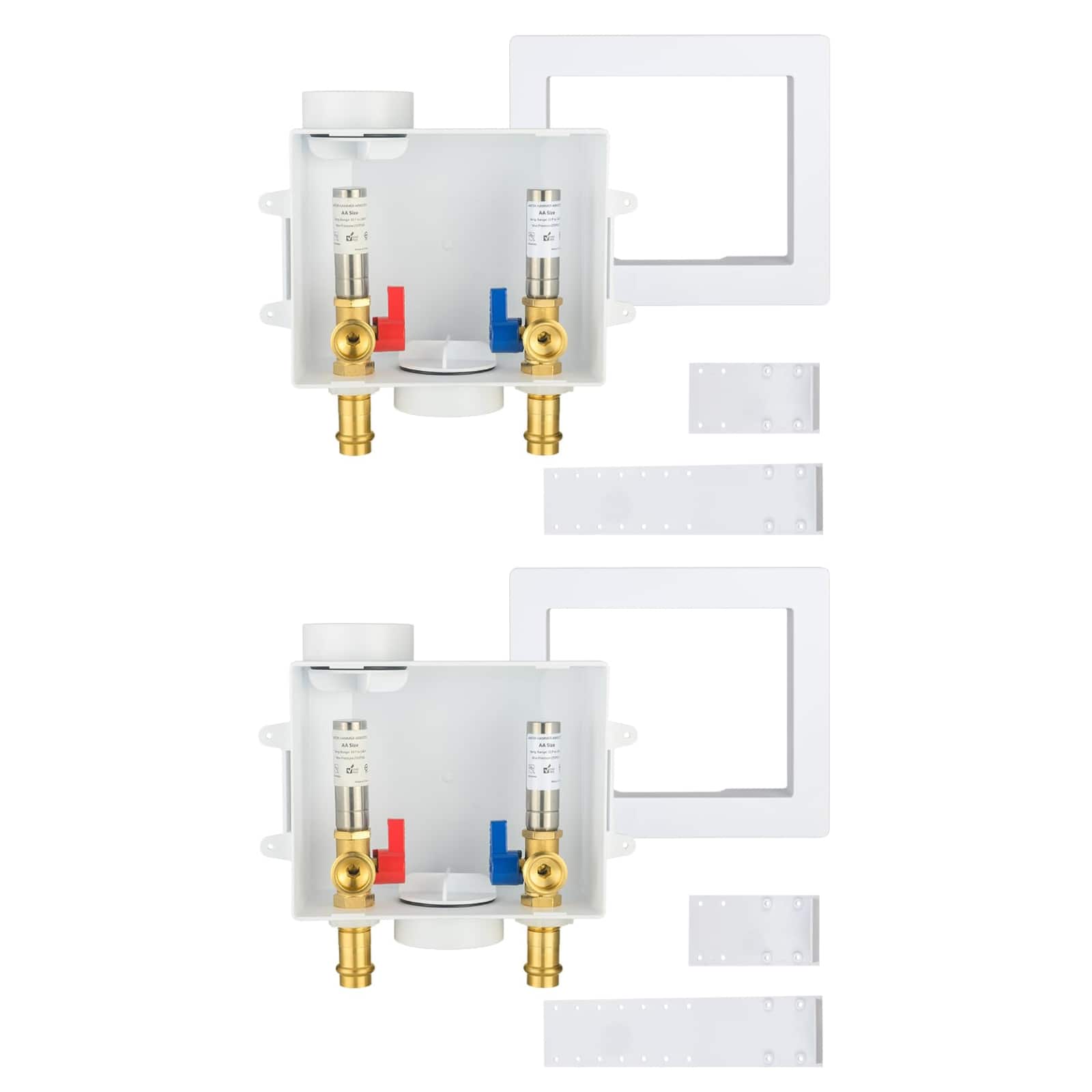 copper press inlet washing machine outlet box with center drain 11