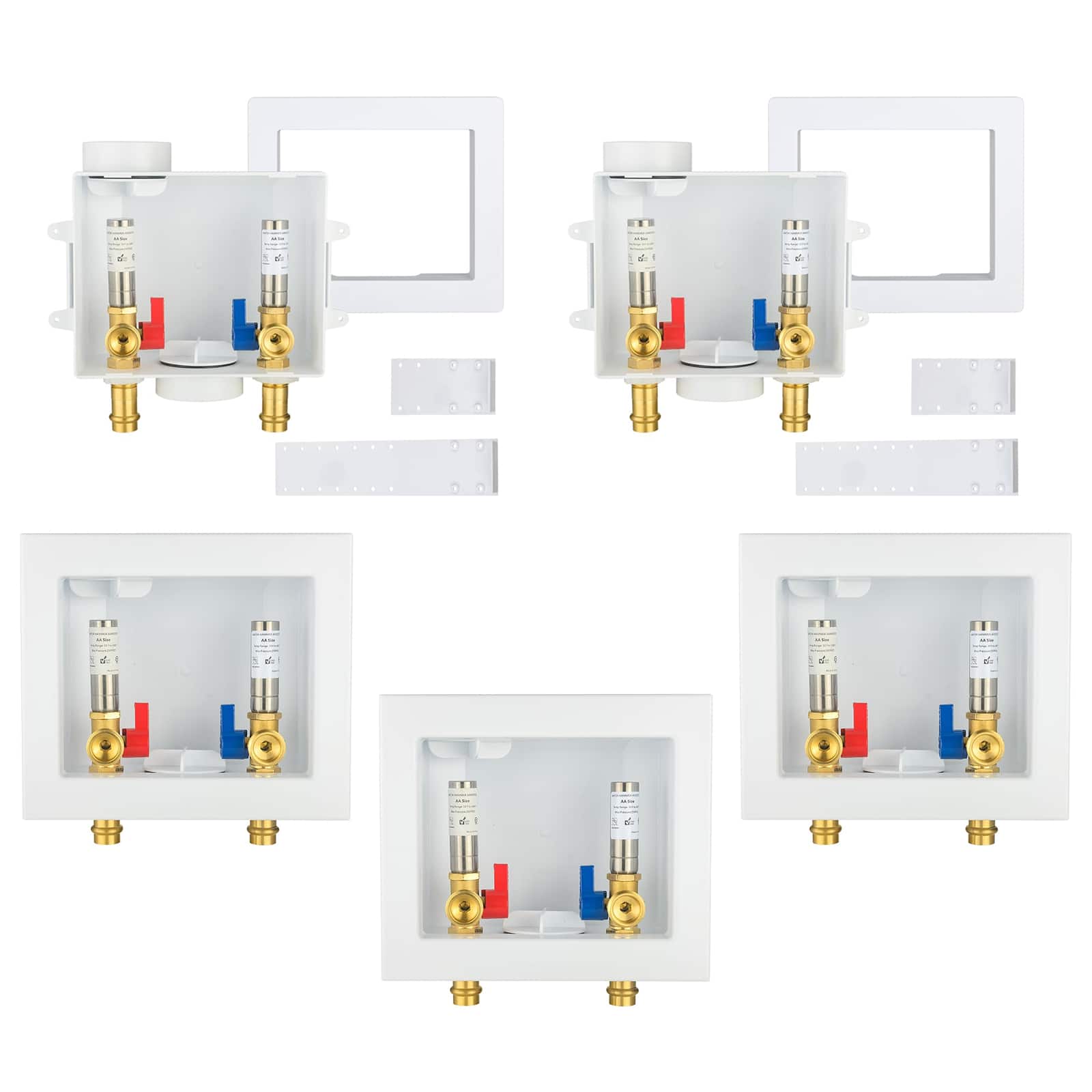 copper press inlet washing machine outlet box with center drain 12