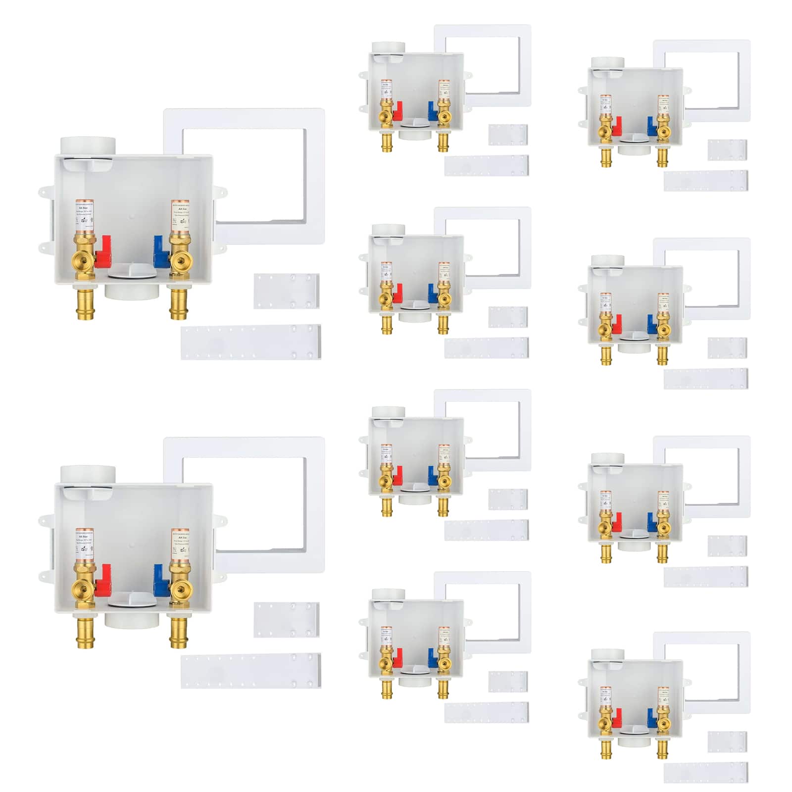 copper press inlet washing machine outlet box with center drain 17