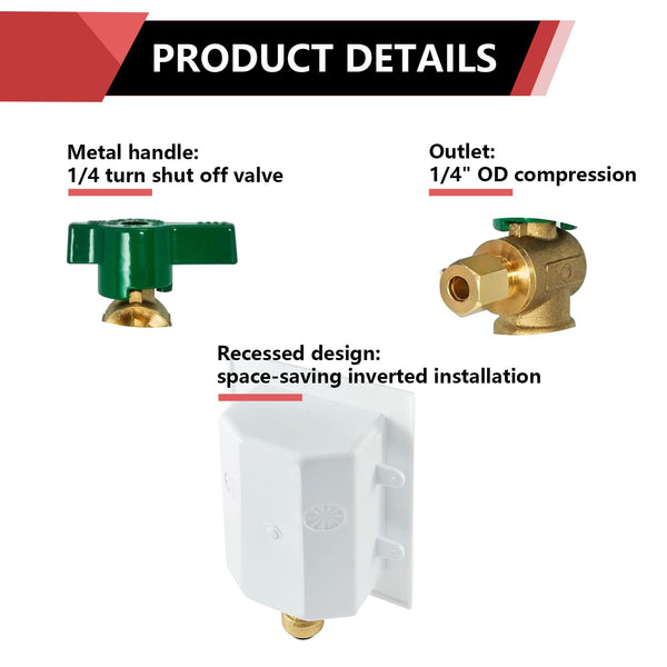 thumbnail interactive-video image 1 of EFIELD Ice Maker Outlet Box With 1/4 Turn Brass Valve & Stainless Steel Arrester – Pex-A Expansion Ready 1 of 3