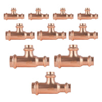 1-1/4" x 1" x 1" Copper Press Tee