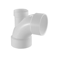 3" x 3" x 2" PVC DWV 1/4 Bend w/ Low Heel Inlet (Hub " x Hub " x Hub)
