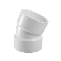 1-1/2" PVC DWV 22.50° Elbow (Hub x Hub)