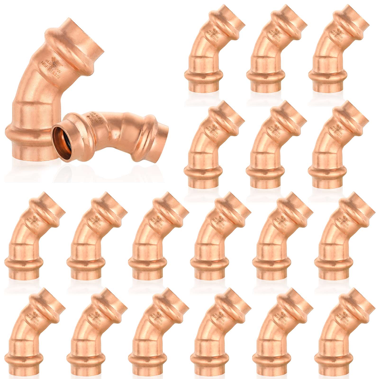 press copper 45 elbow lead free 10