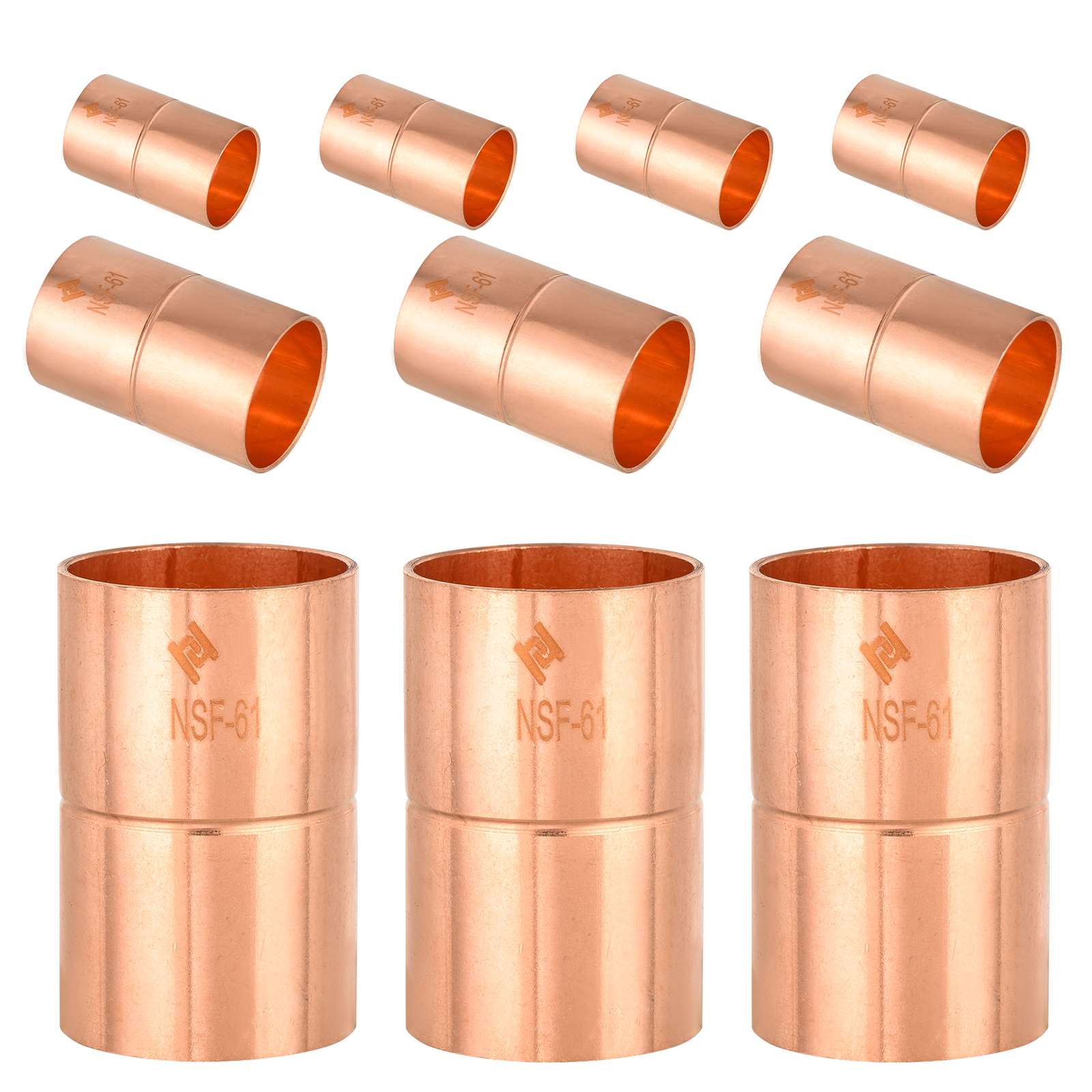 copper coupling with rolled stop 8