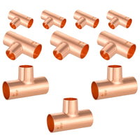 10-Pack 1-1/4" x 1-1/4" x 1" Copper Reducing Tee