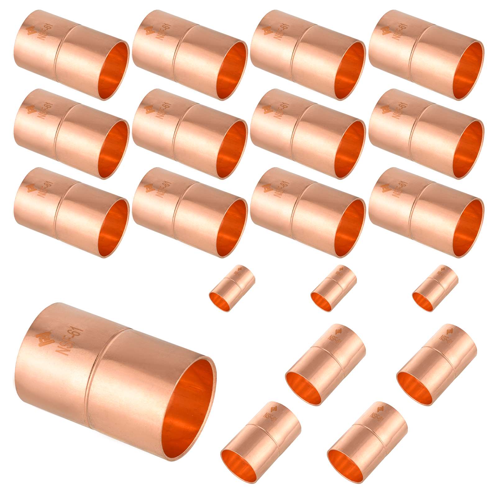 copper coupling with rolled stop 9