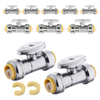 10 Pcs 1/2" Push Connect x 1/2" Push Connect Straight Stop Valve, 1/4 Turn (Lead Free)