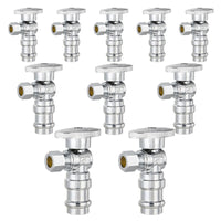 10 Pcs 1/2" Press x 3/8" OD Compr. Angle Stop Valve, 1/4 Turn (Lead Free)