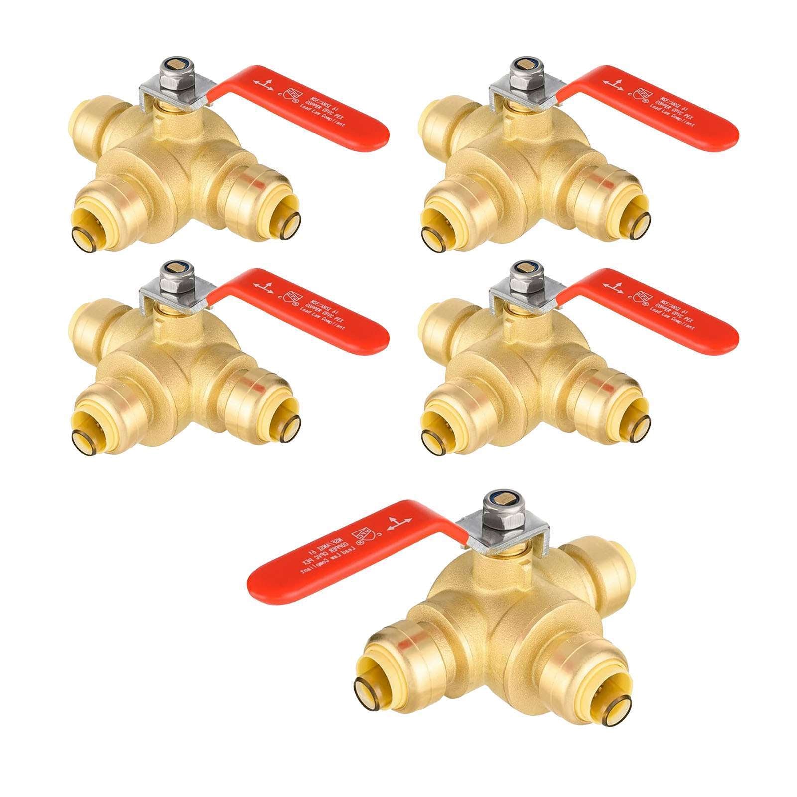 push fit 3 way ball valve lead free 12