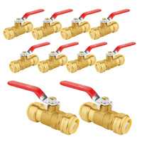 10 pcs 1/2" push fit ball valve, red (lead free)