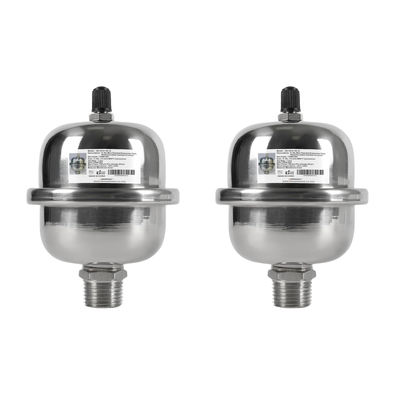 SS Mini Expansion Tank for Tankless Water Heaters/Appliance - Pick Size to Add