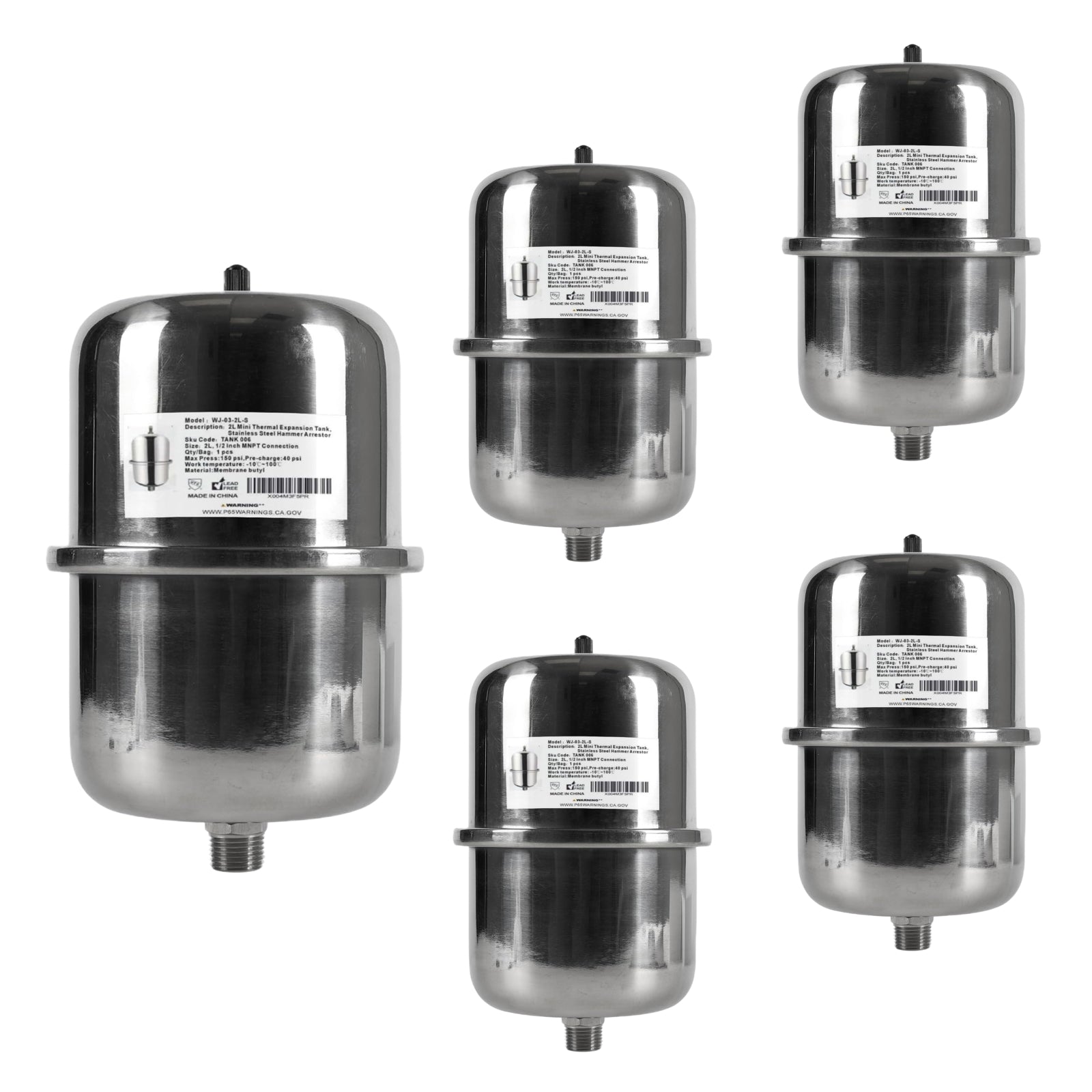 SS Expansion Tank for Tankless Water Heaters/Appliance - Pick Size to Add